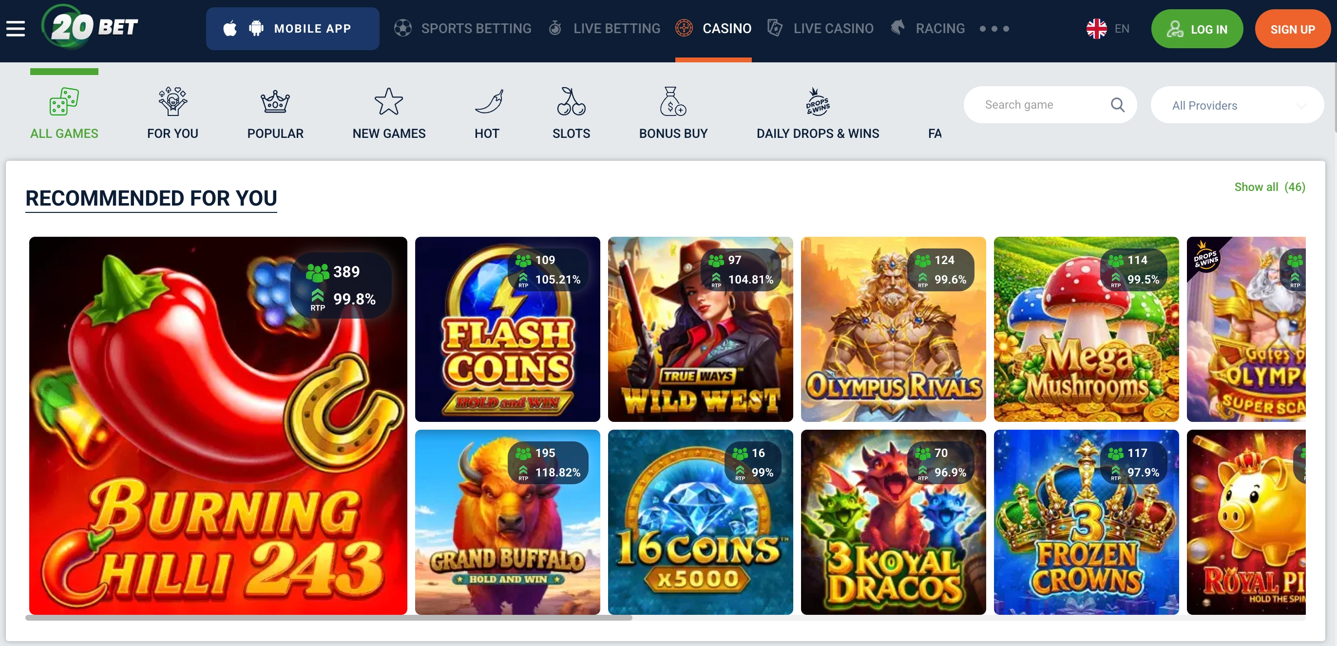 20Bet Casino UZ – eksklyuziv VIP dasturi onlayn kazino 2026