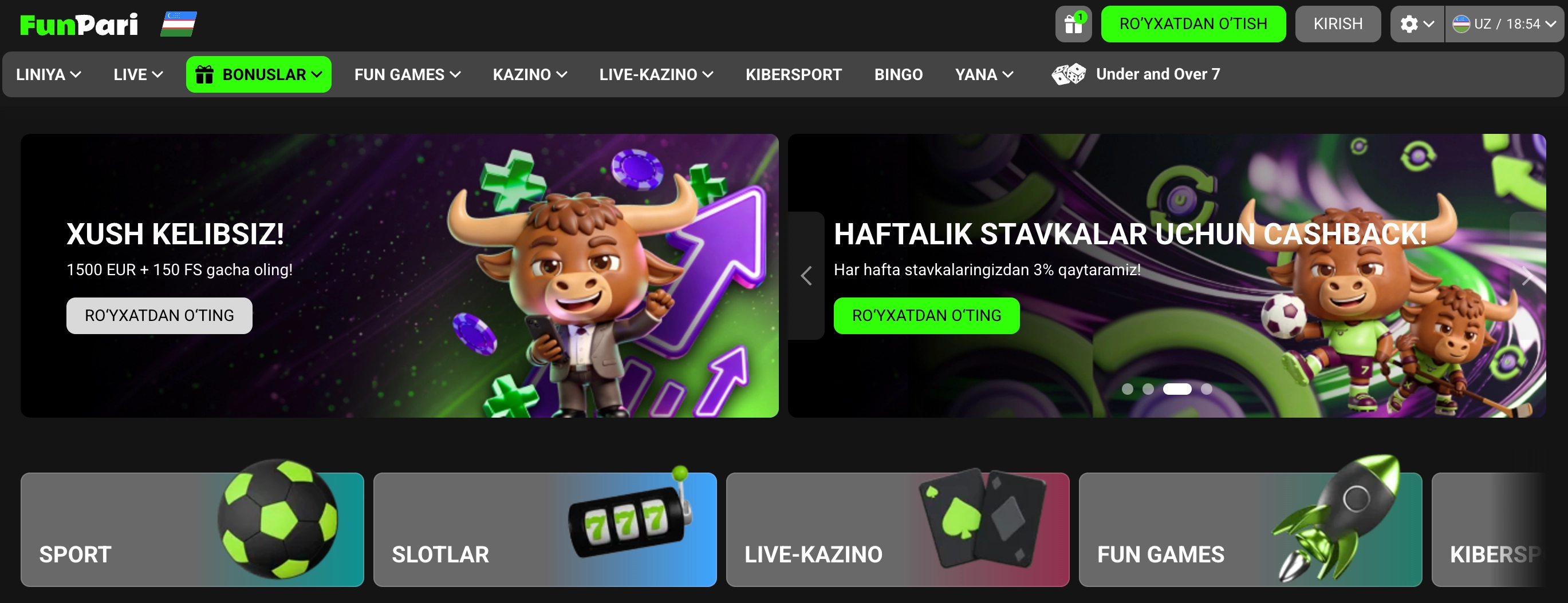 FunPari UZ – sportsbook va jonli kazino tezkor platforma 2026