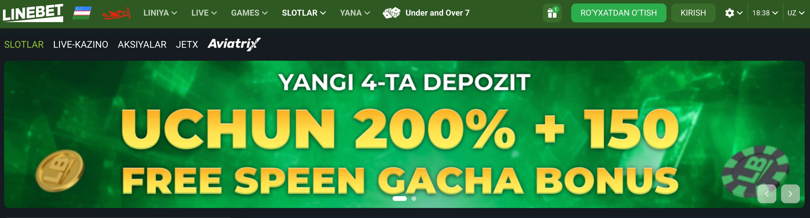 LineBet Casino UZ – kazino o'yinlari va sport tikish 2026