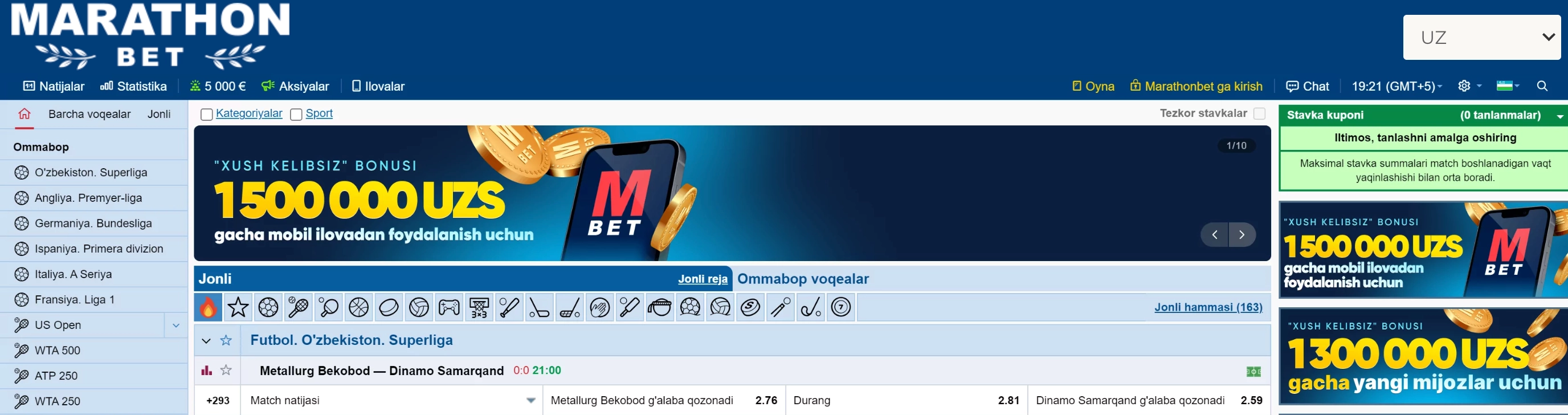 MarathonBet UZ – rivojlangan sportsbook onlayn kazino 2026
