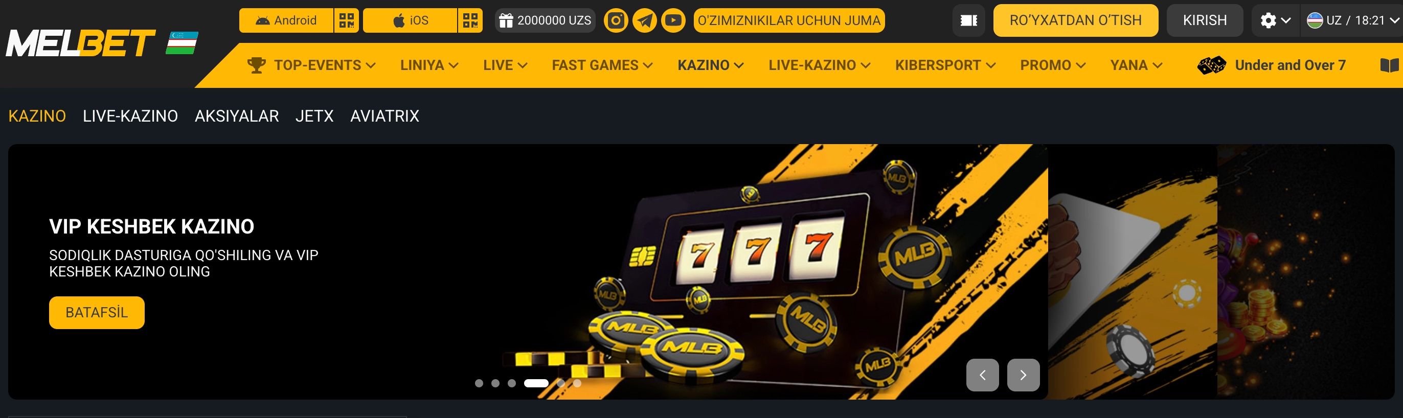 Melbet Casino UZ – 575% xush kelibsiz bonusi onlayn kazino 2026