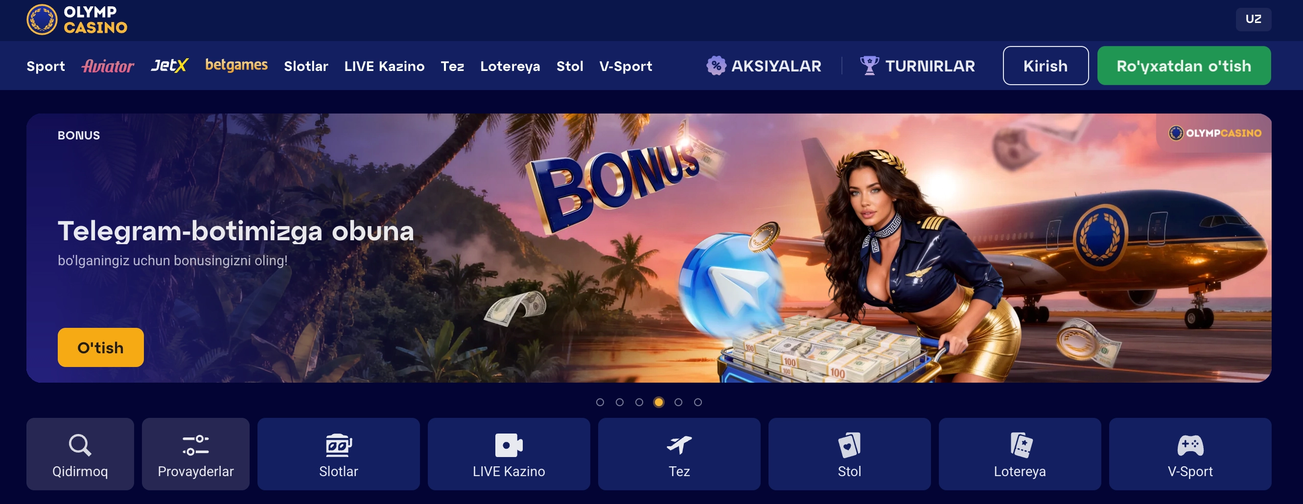 Olymp Casino UZ – jonli kazino va crash o'yinlari onlayn 2026