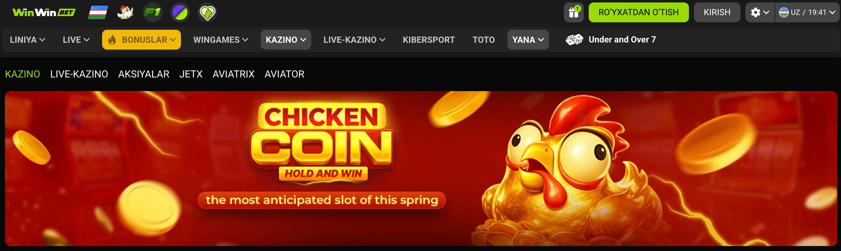 Win Win UZ – slotlar jonli diler va crash o'yinlari 2026
