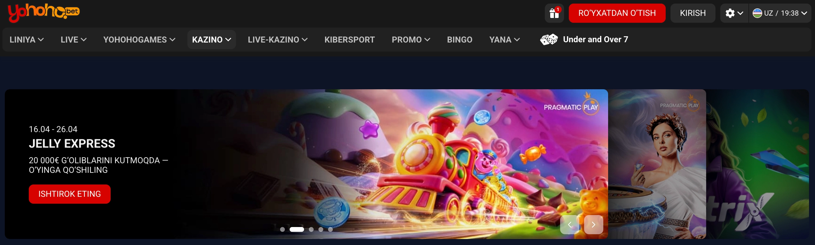 Yohoho Bet UZ – jonli kazino kundalik sport tadbirlari 2026